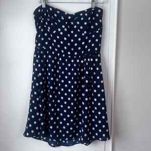 DELIAS VTG Navy Blue Sweetheart Neckline Polka Dot Pinup Dress - Size XL Y2K
